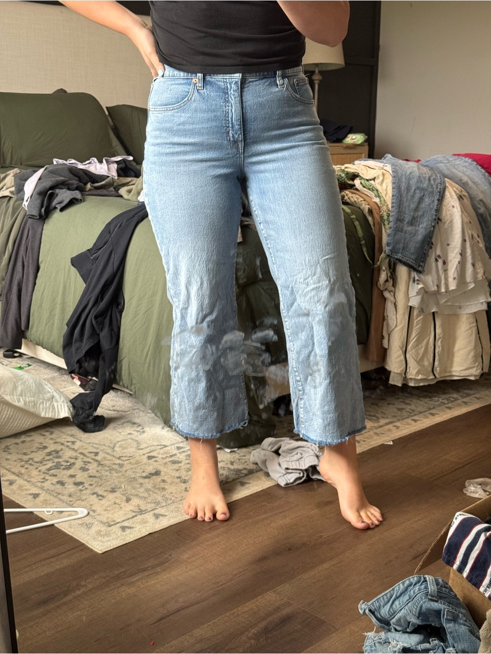 J. Crew Light Blue Wide-Leg Cropped Jeans